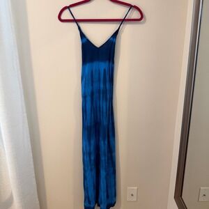 Old Navy Cami Maxi Dress Blue Tie Dye Rayon V-Neck  Petite Small